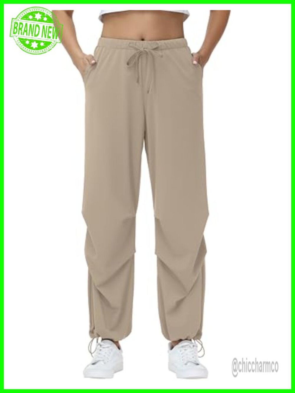 Women's Baggy Cargo Hiking Pants Wide Leg Drawstring Pockets